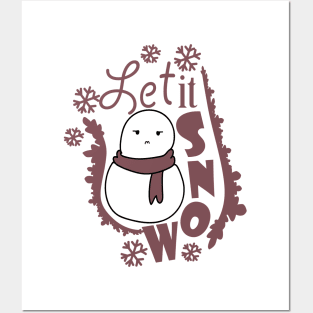 Let It Snow Moody Snowman Posters and Art